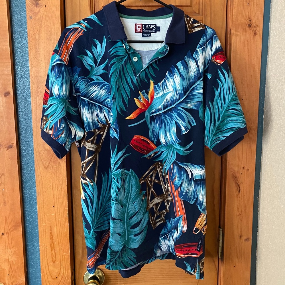 Vintage Tropical CHAPS Lifeguard Palm Tree Polo 🌴
